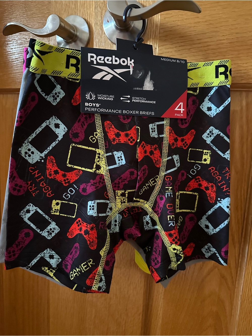 Reebok Boys' Gamer Performance Boxer Briefs - Black with Neon Accents